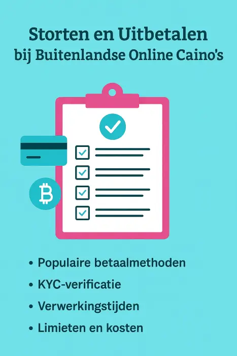 nfographic over storten en uitbetalen bij buitenlandse online casino’s