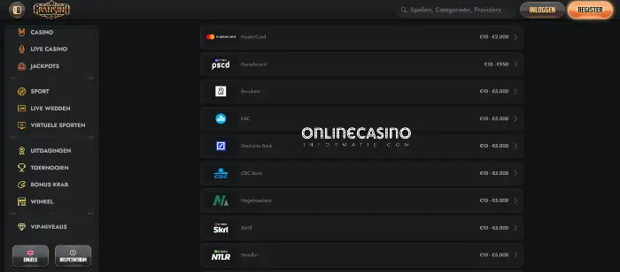 Betaalmogelijkheden voor casino 