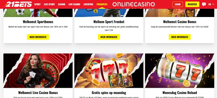 Bonussen bij online casino