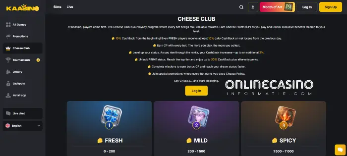 Cheese Club Niveaus