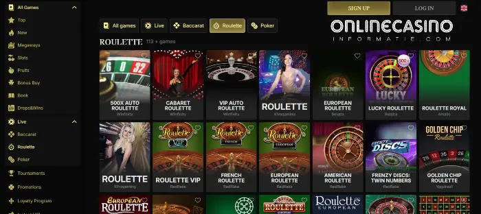 Live games en Roulette
