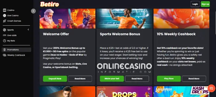 Bonussen van Betiro casino
