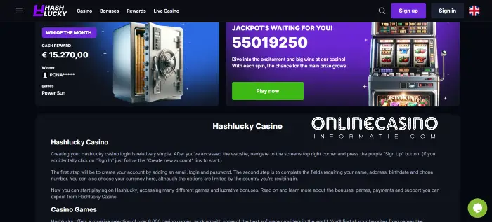 jackpot en over Hash Lucky Casino