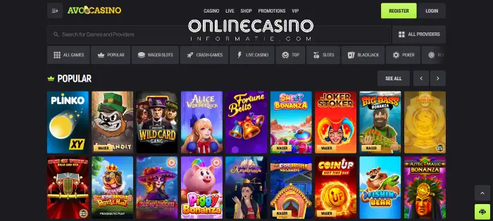 Populaire games bij Avo Casino