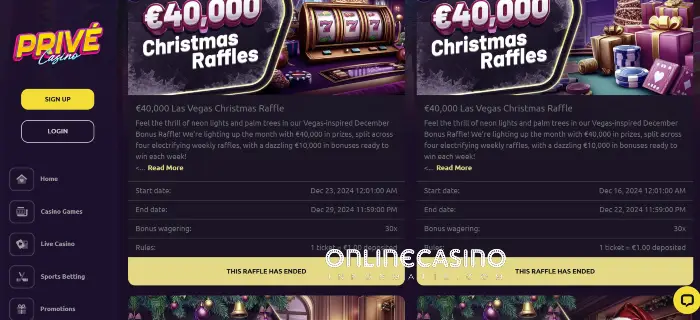 Promoties bij Privé Casino