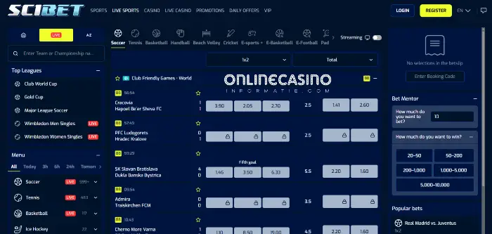 Sport wedden bij SciBet Casino