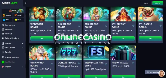 Bonussen van Mega.bet Casino