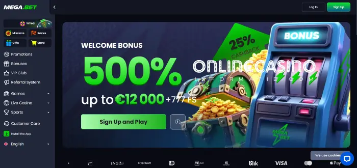 Homepagina met hoge bonus