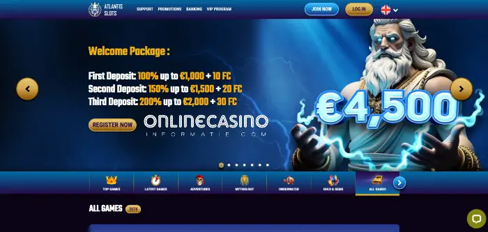 AtlantisSlots Casino homepagina 