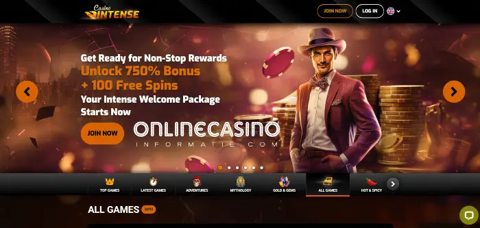 Homepagina met welkomstbonus