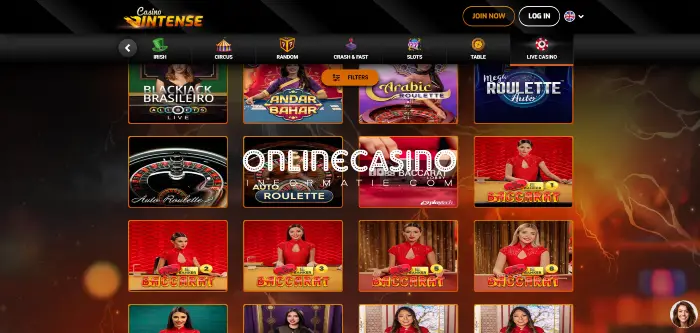 Live casino van Intense Casino
