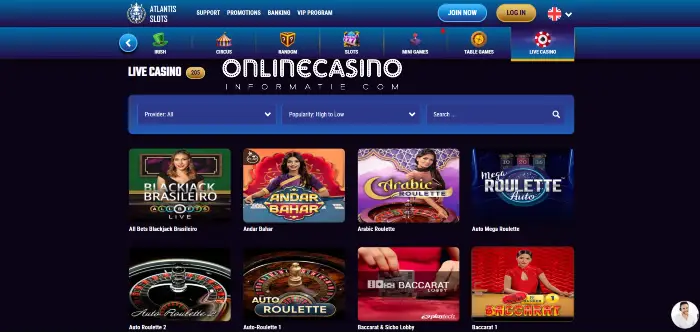 Live casino met aanbod