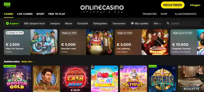 888 casino screen