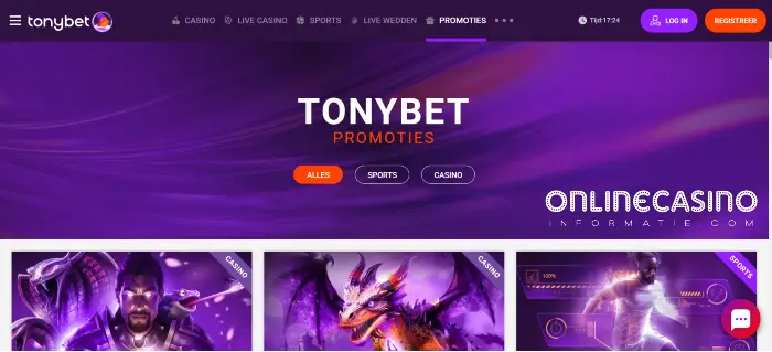 tonybet screen