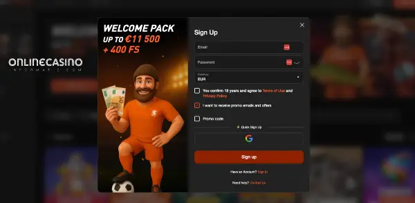 Aanmelden bij Bet -oranje screenshot